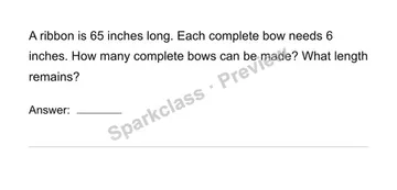Interpret the remainder in context — Grade 4 problem preview