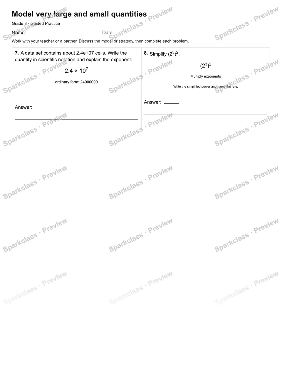 Model very large and small quantities — Guided Practice — page 2