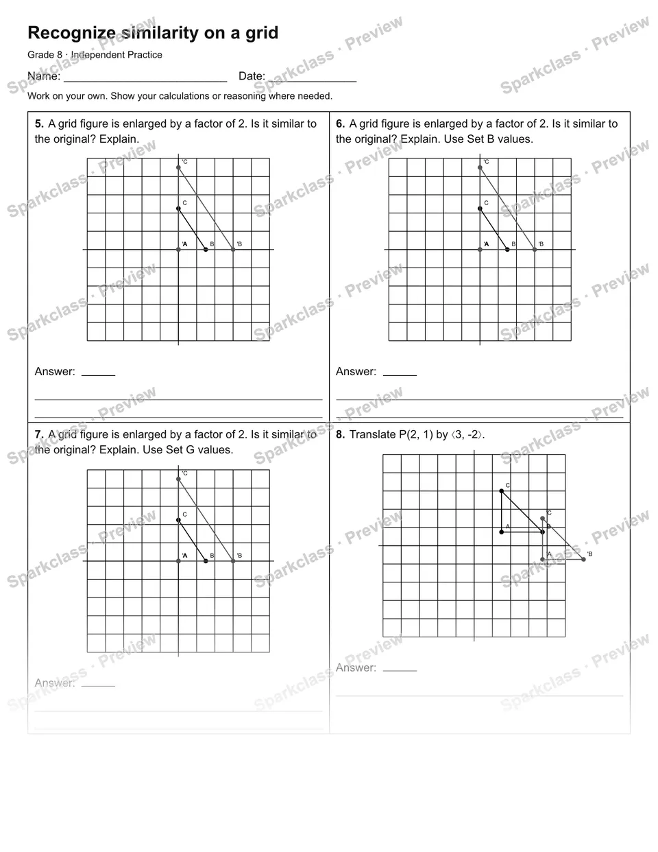 Recognize similarity on a grid — Independent Practice — page 2