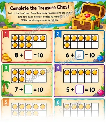 Unknown Addend Ten Frame — Grade 1 worksheet preview