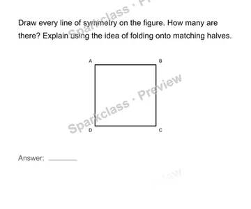 Identify and draw symmetry lines — Grade 4 problem preview
