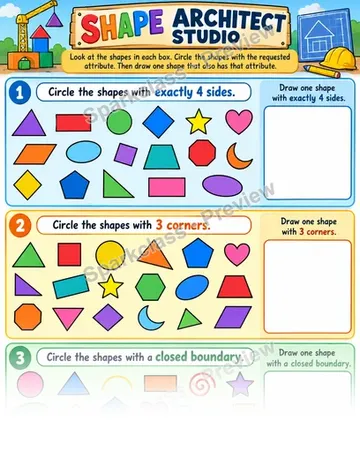 Shape Architect Attributes — Grade 1 worksheet preview
