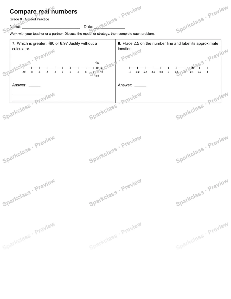 Compare real numbers — Guided Practice — page 2