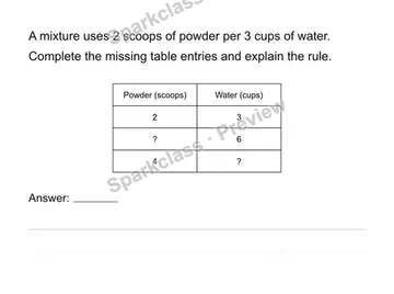 Equivalent ratios and tables — Grade 6 problem preview