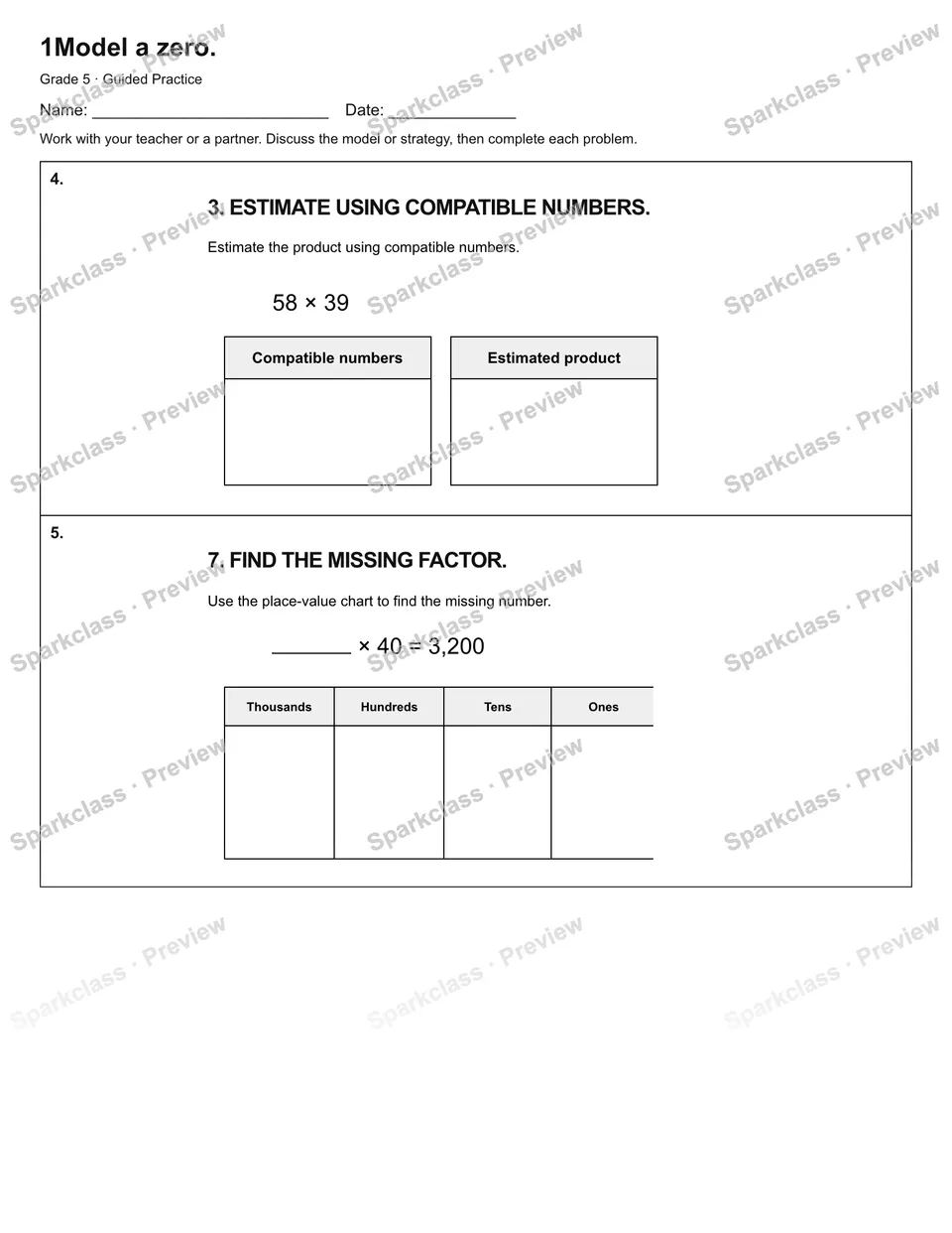1Model a zero. — Guided Practice — page 2