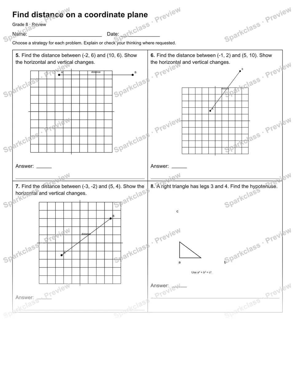 Find distance on a coordinate plane — Review — page 2
