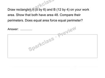Same area, different perimeter — Grade 4 problem preview