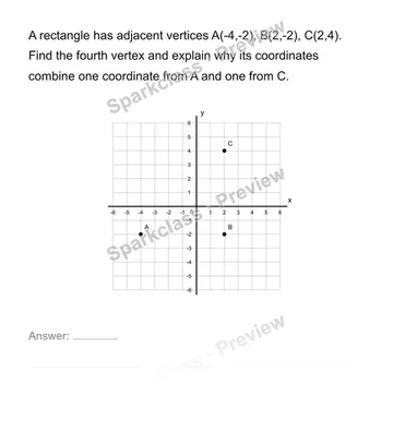 Draw and measure coordinate polygons — Grade 6 problem preview