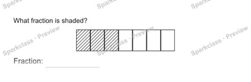 What fraction is shaded? Fraction: — Grade 5 problem preview
