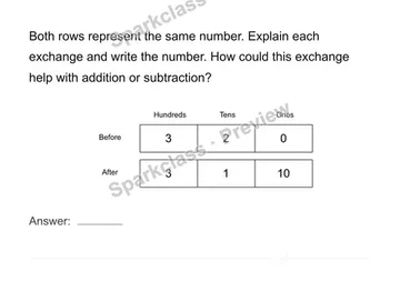 Explain a regrouping — Grade 4 problem preview