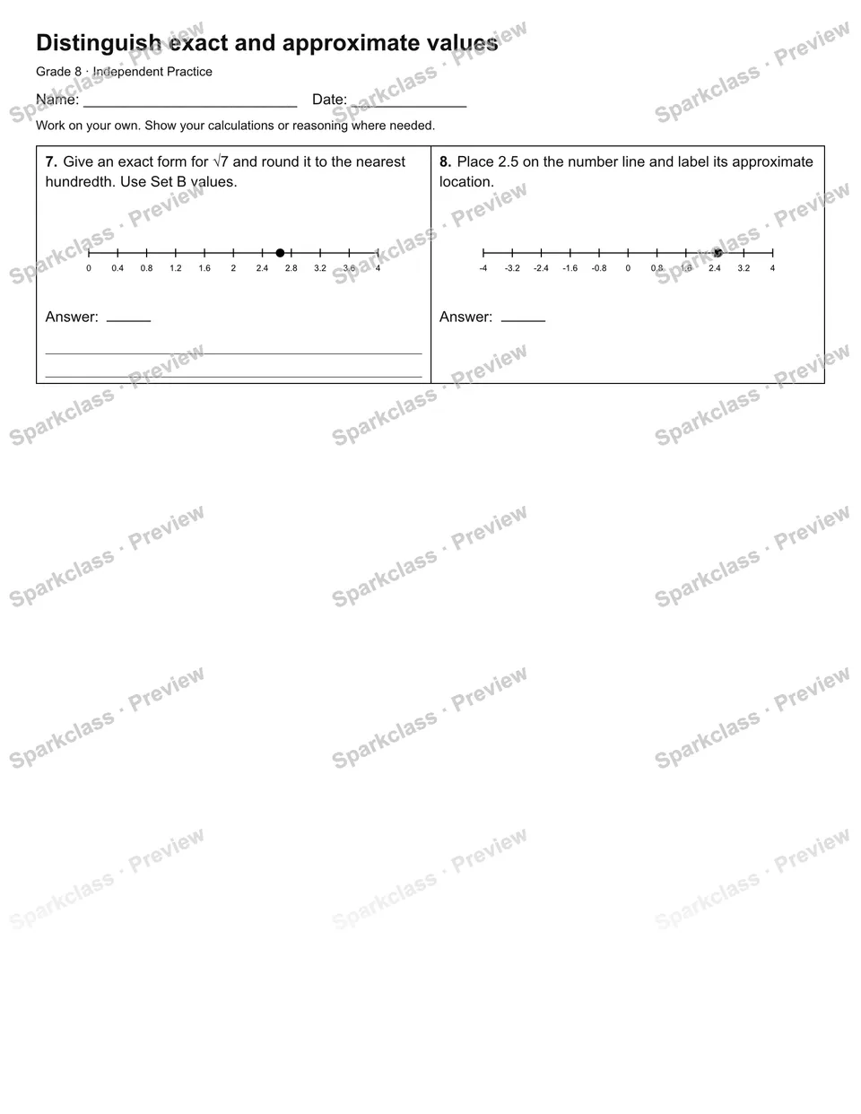 Distinguish exact and approximate values — Independent Practice — page 2