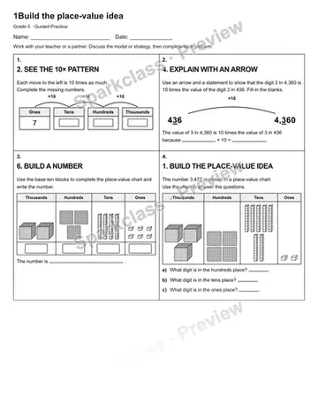 1Build the place-value idea — Guided Practice — Grade 5 worksheet preview