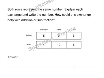 Explain a regrouping — Grade 4 problem preview