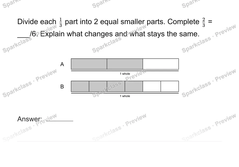 Explain equivalent fractions with models — page 1