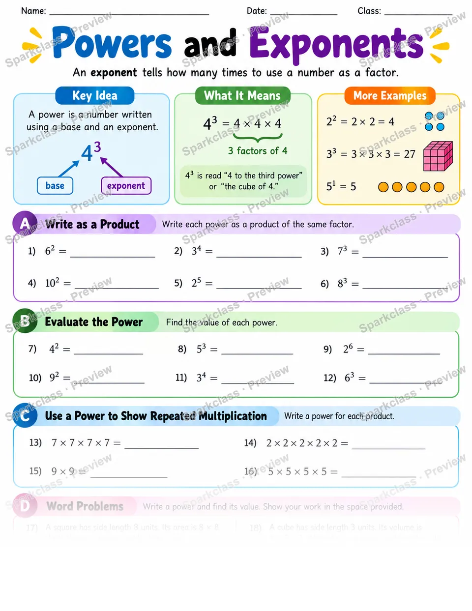 Exponents — page 1