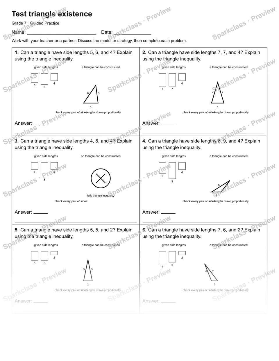 Test triangle existence — Guided Practice — page 1