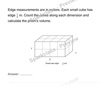 Use fractional edges and unit cubes for volume — Grade 6 problem preview