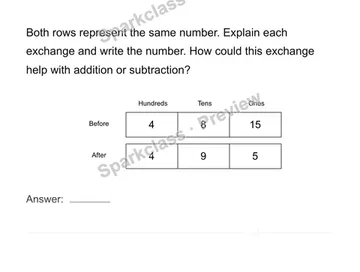 Explain a regrouping — Grade 4 problem preview