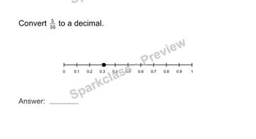 Convert fractions to decimals — Grade 8 problem preview