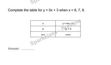 Complete a function table — Grade 8 problem preview