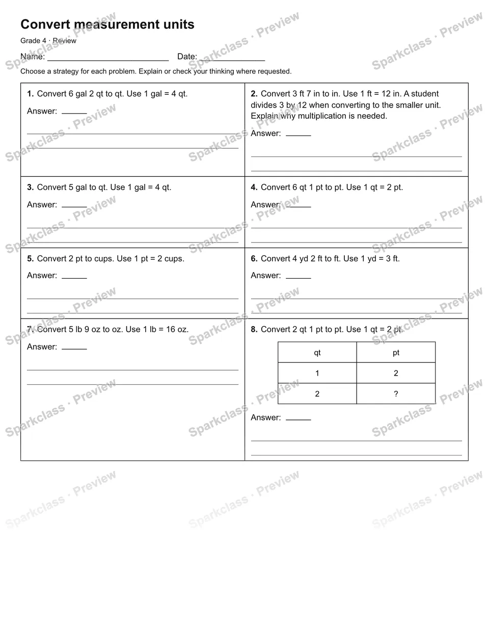 Convert measurement units — Review — page 1