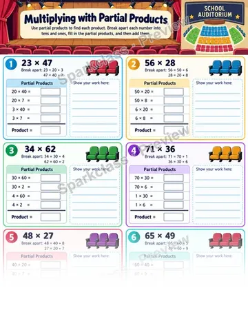 Partial Products · Auditorium — Grade 4 worksheet preview