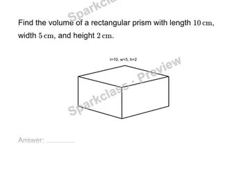 Find prism volume — Grade 7 problem preview