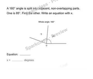 Find an unknown angle — Grade 4 problem preview