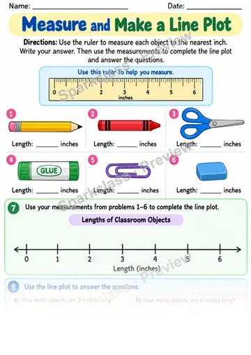 2.MD.D.9 · Line Plot Guided — Grade 2 worksheet preview