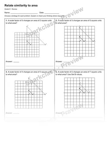 Relate similarity to area — Review — Grade 8 worksheet preview