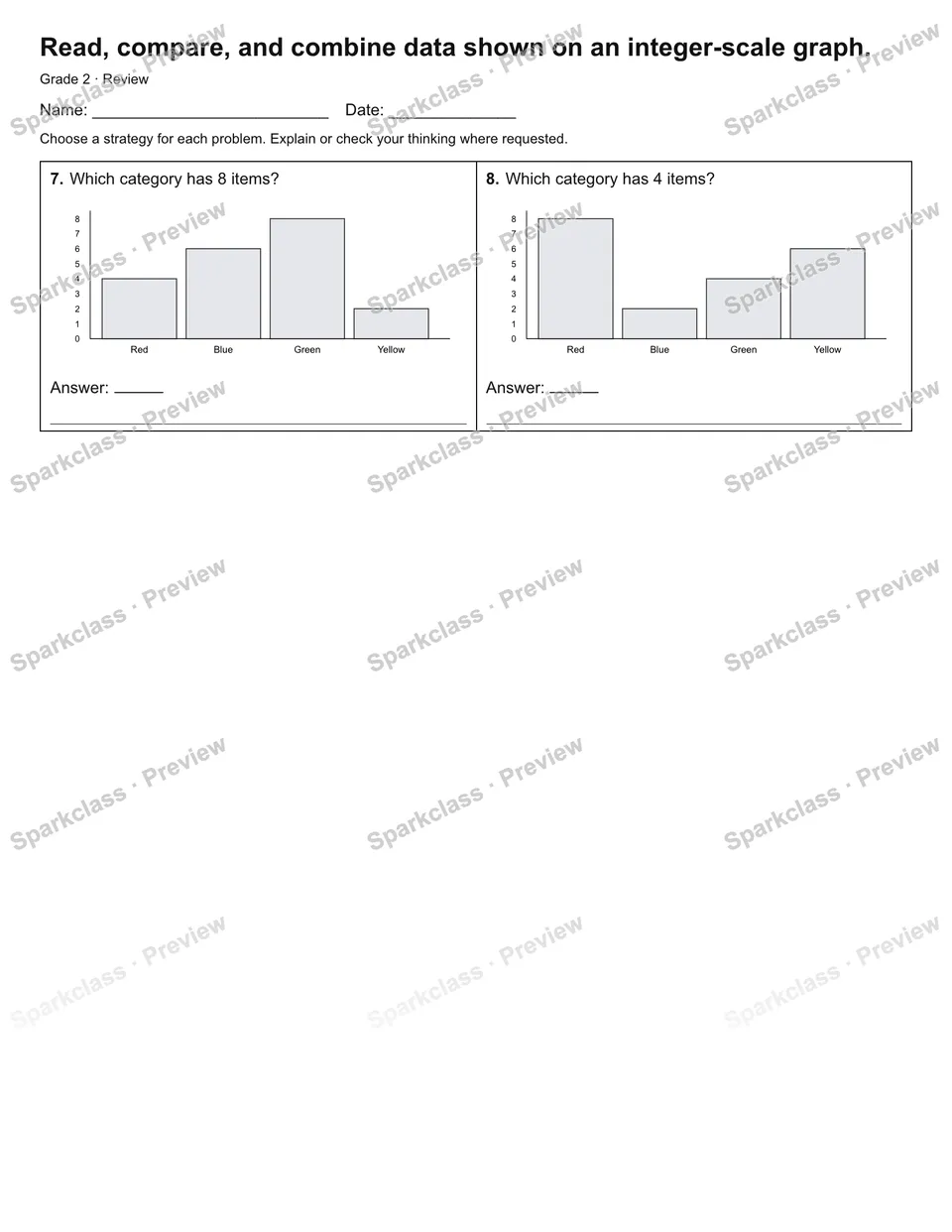 Read, compare, and combine data shown on an integer-scale graph. — Review — page 2