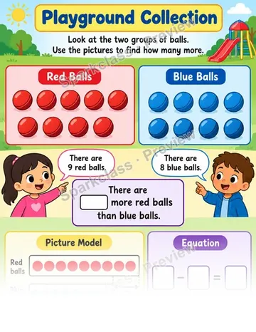 Compare Unknown Difference — Grade 1 worksheet preview