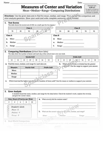 3 Center Variation Independent 3 — Grade 6 worksheet preview