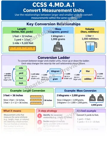 Knowledge Guide · Convert Measurement Units — Grade 4 worksheet preview