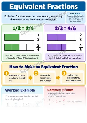 Knowledge Guide · Equivalent Fractions — Grade 4 worksheet preview