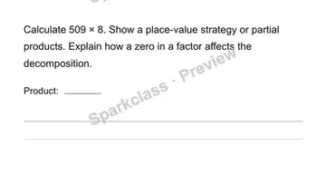 Area and partial products — Grade 4 problem preview