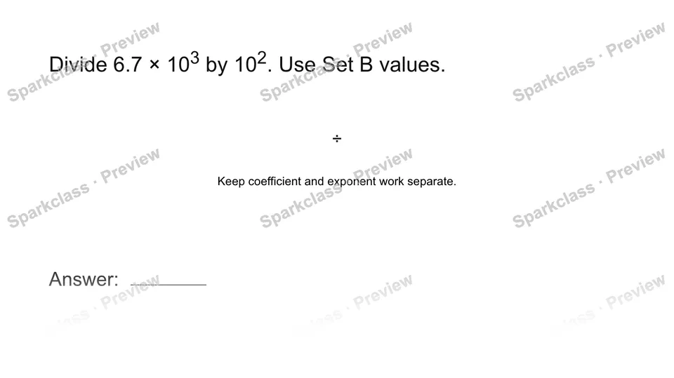 Divide in scientific notation — page 1
