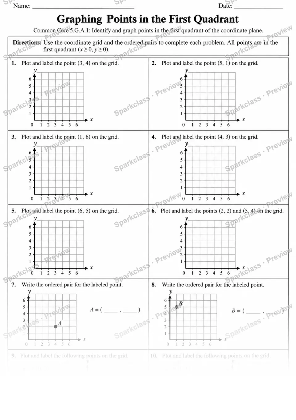 5.G.A.1 · 1 Coordinate Plane Variant 01 — page 1