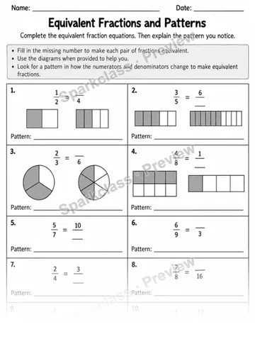 4.NF.A.1 · 1 Equivalent Fractions Variant 02 Lowcoverage — Grade 4 worksheet preview