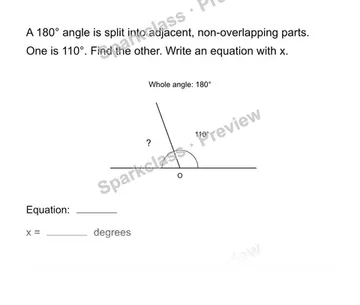 Find an unknown angle — Grade 4 problem preview