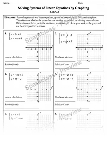 8.EE.C.8 · 8 Systems Graphing Solution Types V2 — Grade 8 worksheet preview