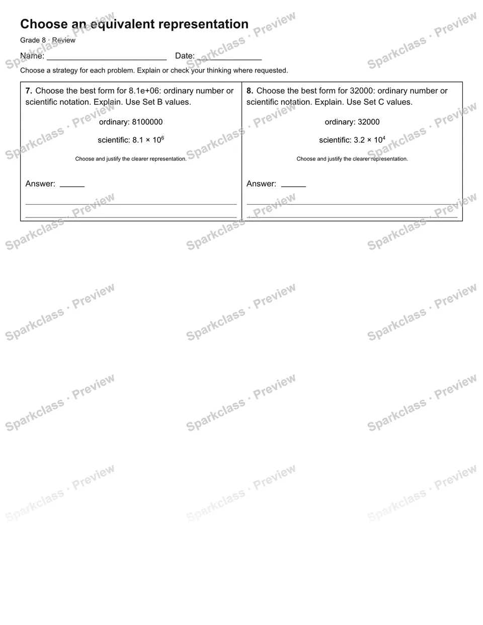 Choose an equivalent representation — Review — page 2
