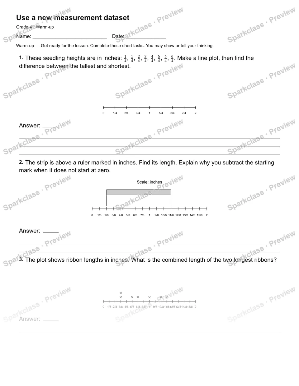 Use a new measurement dataset — Warm-up — page 2