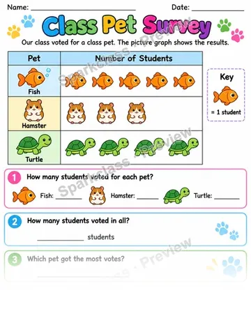 Class Pet Survey — Grade 1 worksheet preview