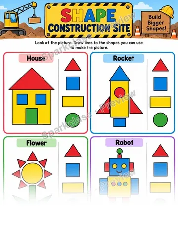 Basic Shape Construction — Kindergarten worksheet preview