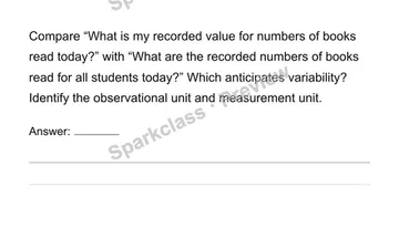 Recognize statistical questions, observations and units — Grade 6 problem preview