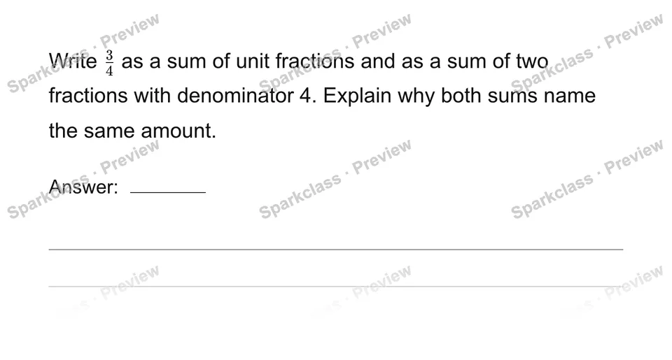 Decompose a fraction in two ways — page 1