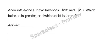 Distinguish absolute value from signed order — Grade 6 problem preview