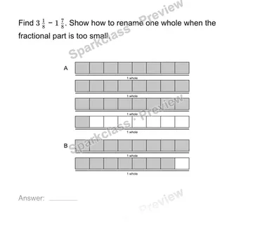 Subtract mixed numbers with regrouping — Grade 4 problem preview