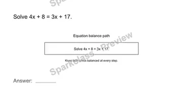 Solve equations with variables on both sides — Grade 8 problem preview